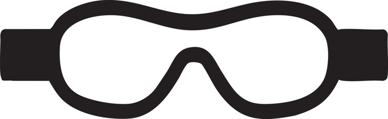 Simple black ski goggles or safety glasses icon on a white background