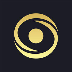 Golden orbital design with central circle abstract graphic