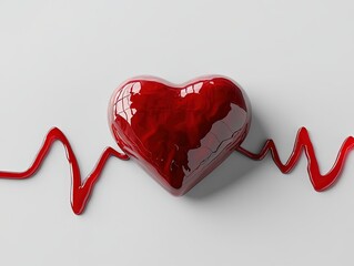 Heart Symbol on ECG Wave Indicates Health Status