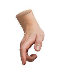 Finger pointing down. Hand with index extending, push, click, tap action, touch signal, control,