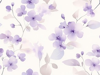 Hand-painted Pale Purple Forget-Me-Nots Pattern on Ivory Parchment