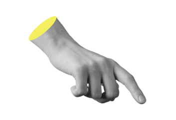 Finger pointing down. Hand with index extending, touch gesture, push, click, tap action, interactive