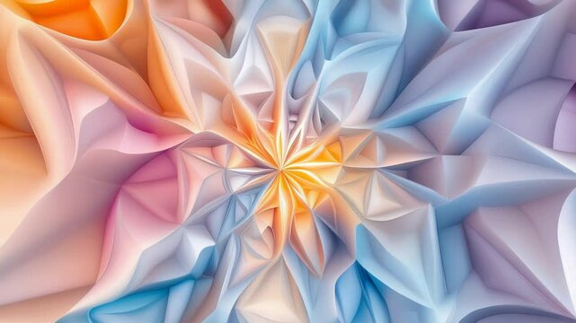 Abstract origami pattern with vivid pastel colors in geometric 3d design