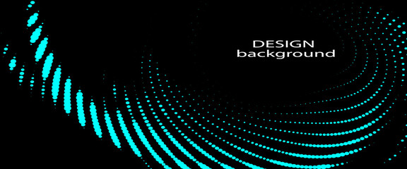 3D blue techno background. Big data visualization on dark space with dotted lines shape effect decoration.