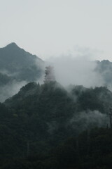 Chinese hillside village, traditional houses, Han River valley