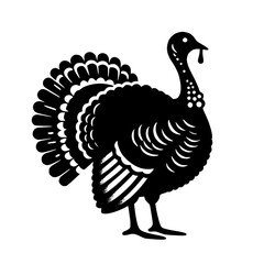 Minimalist Black SVG Silhouette of a Turkey Bird for Thanksgiving and Seasonal Design Use
