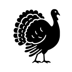 Minimalist Black SVG Silhouette of a Turkey Bird for Thanksgiving and Seasonal Design Use