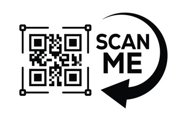 Scan QR code icon. Digital scanning qr code. QR code scan for smartphone. Scan Here text on top of the qr code
