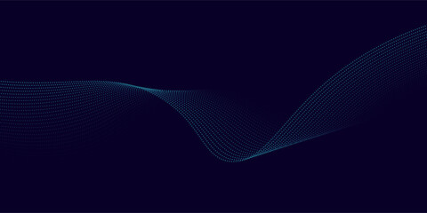 A dynamic and abstract digital design with flowing blue waveforms against a dark background,smooth, curving lines and dotted patterns that create a sense of movement and energy.