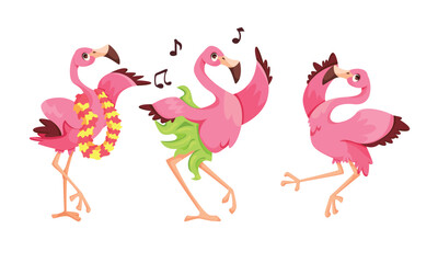 Cheerful Flamingos are Delightfully Dancing and Having an Amazing, Great Time Together