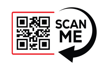 Scan QR code icon. Digital scanning qr code. QR code scan for smartphone. Scan Here text on top of the qr code