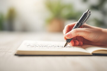 Close-Up of Handwriting in Notebook for Study and Planning Concept