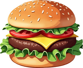 Clip Art Vector Style Burger multicolor 