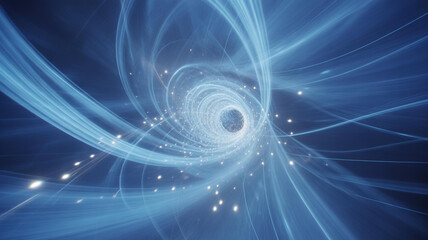 Obraz premium Swirling blue light tunnel with glowing particles abstract