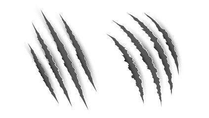 Scratch claw mark tiger bear paw icon. Animal lion slash claw vector wild monster shape design.