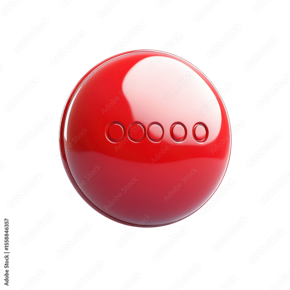 Poster red sphere with circles glossy design element abstract shape modern art on transparent background