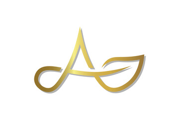 luxury A Letter with Leaf Logo, Feminine Fashion and Beauty Brand Icon