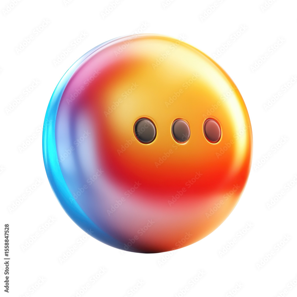  gradient orb with three dots 3d rendered circle option symbol icon ui on transparent background