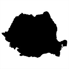 Romania Map - black World Map International vector template with High detailed isolated on white background - Vector