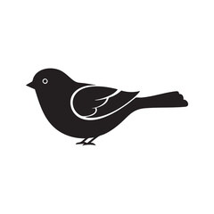 Obraz premium Elegant Bird Silhouette with White Accents on Wings and Eye silhouette