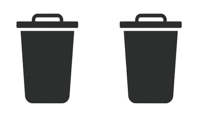Trash bin. Vector isolated icons. Black vector trash dusbin sign icon isolated elements. EPS 10