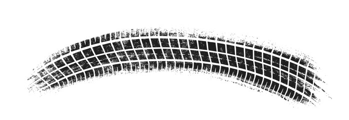 Tire track mark wheel vector pattern. Tyre car tread print texture race bicycle trace sign grunge stamp.