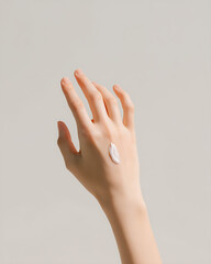 Close-Up of Female Hand Applying Moisturizer in Skincare Routine