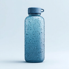 Minimal Reusable Water Bottle with Condensation Isolated on White