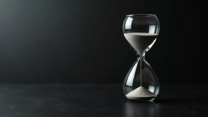 Hourglass with Sand on Black Background Time Management