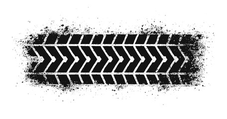 Tire track mark wheel vector pattern. Tyre car tread print texture race bicycle trace sign grunge stamp.