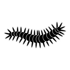 Obraz premium Silhouette of a spiky black caterpillar crawling