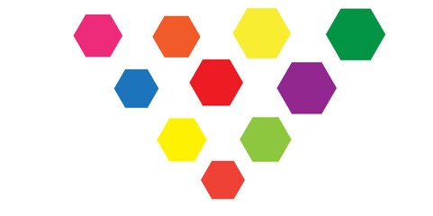 Hexagonal Corner Shape in Bold Colors: A Sophisticated Abstract Background for Modern Technology and Science Themes
