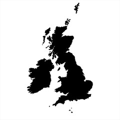 United Kingdom Map - black World Map International vector template with High detailed isolated on white background - Vector