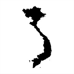 Vietnam Map - black World Map International vector template with High detailed isolated on white background - Vector