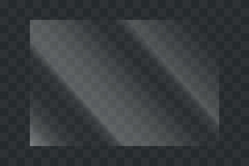 Glass plate on transparent background. Glass texture with glares and light effect	
