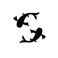 koi fish silhouette design. Japanese animal symbol.