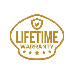 lifetime warranty sticker. guarantee sign and symbol.