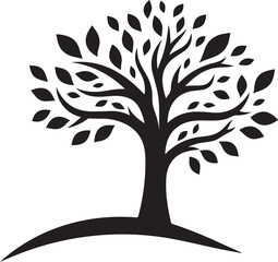 Obraz premium vector tree silhouette with leaves logo
