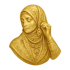 Obraz premium PNG Elegant golden sculpture of woman