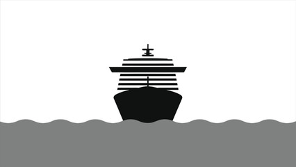 Silhouette of a Cruise Ship at Sea/Simple, elegant silhouette of a cruise ship sailing on dark water.