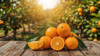 oranges on a wooden table