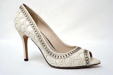 Fototapeta premium Elegant bridal stiletto heel showcases style and sophistication for women