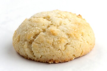 Single delicious shortbread biscuit awaits tasting on white backdrop