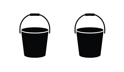Bucket icons in black line and filled versions