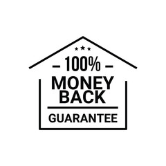 flat money back guarantee label design.