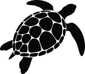 Majestic Sea Turtle Silhouette A Striking Black and White Illustration of a Turtle