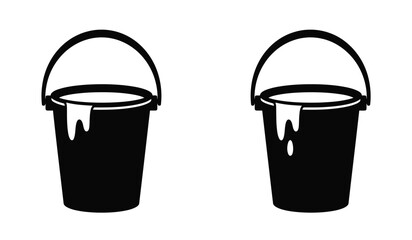 Bucket icons in black line and filled versions