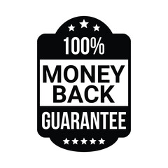 flat money back guarantee label design.