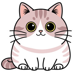 Fat cat. Cartoon vector illustration. Character design