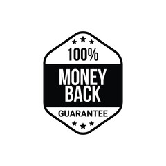 flat money back guarantee label design.